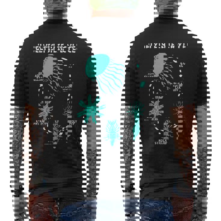 クラゲのライフサイクル メンズTシャツ バックプリント