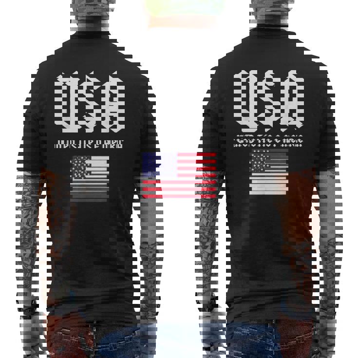 クールなアメリカ国旗グレートーンのイラストグラフィックデザイン。 メンズTシャツ バックプリント