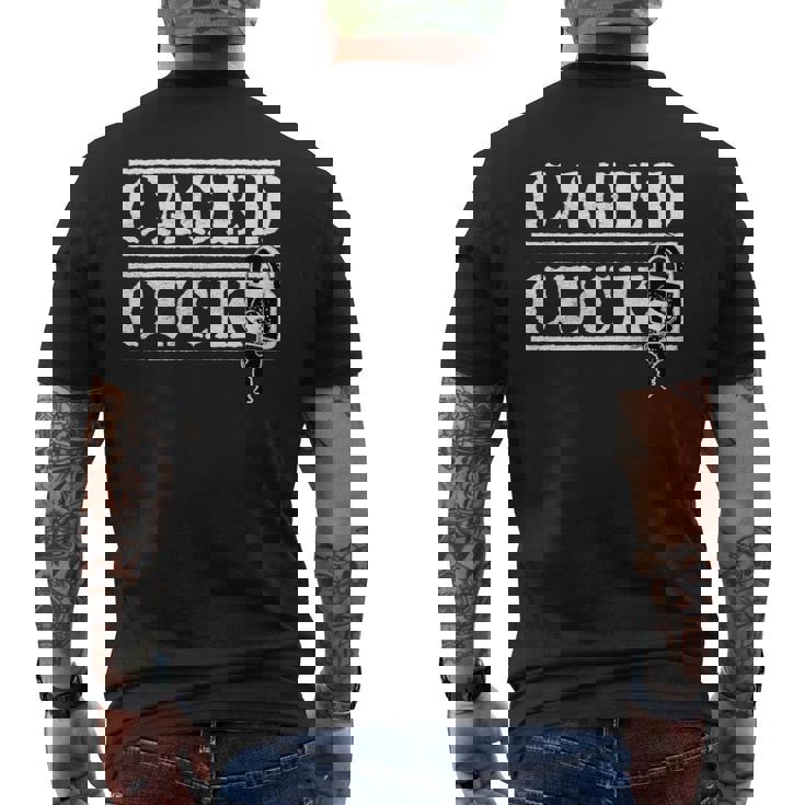 ケージドされた従順なコック、フェムドム カッコド 男性 貞操プレイ 長袖tシャツ メンズTシャツ バックプリント