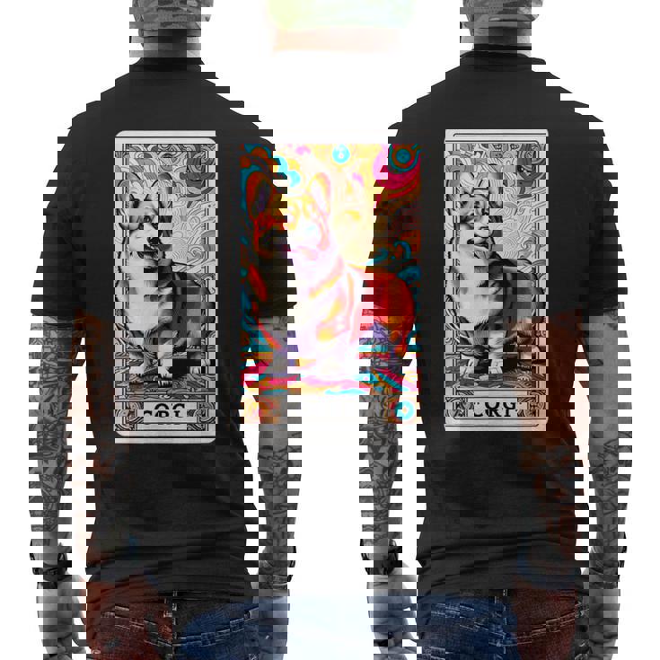 コーギー 面白いtシャツ 犬 タロット カード かわいい メンズ 子供 おもしろ 服 グッズ ネタ わんこ メンズTシャツ バックプリント