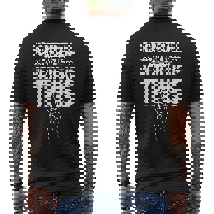 コーフボールと私、こんな感じです メンズTシャツ バックプリント