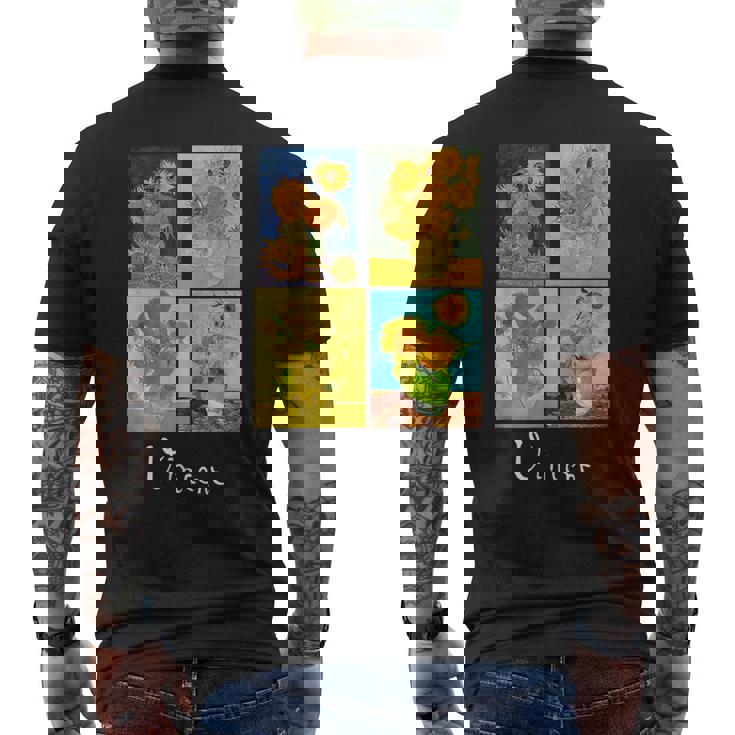 ゴッホの有名な芸術絵画 ひまわりvan Gogh メンズTシャツ バックプリント