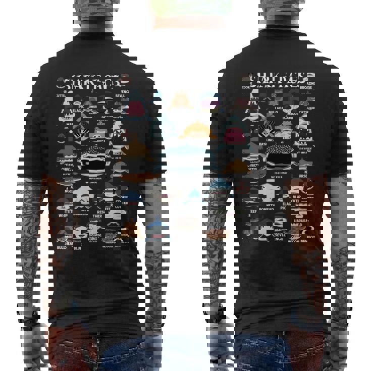 サメの種類 面白いサメの顔 サメの恋人 キッズ 先生 長袖tシャツ メンズTシャツ バックプリント