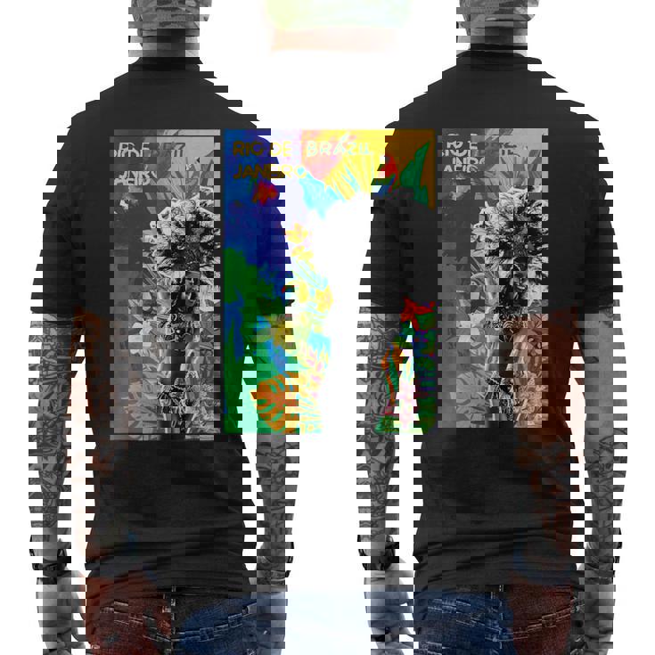 サンバダンサー ブラジル カーニバル リオデジャネイロ カラフル メンズTシャツ バックプリント