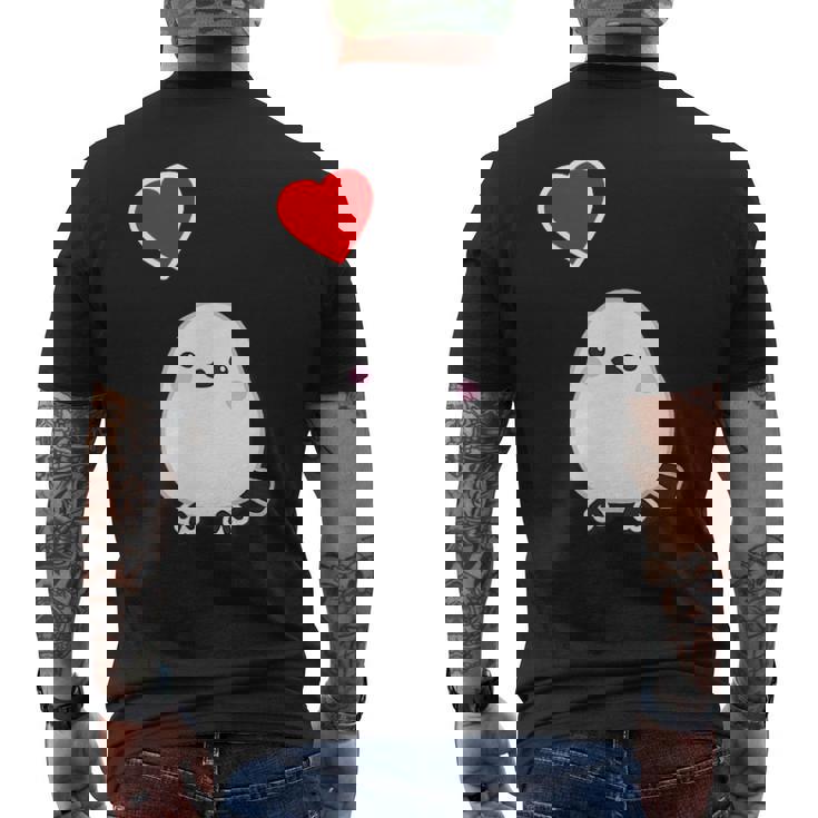 シマエナガ『ハート』白い鳥【どうぶつフレンズ】動物 ゆるくて かわいい メンズTシャツ バックプリント