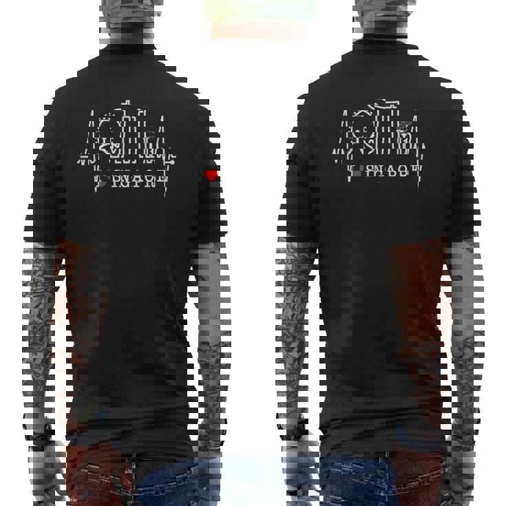 シンガポールのスカイラインハートビートアジアシンガプーラ I Loveingapore メンズTシャツ バックプリント