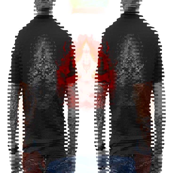 シヴァ神 破壊者 火の瞑想 ヒンドゥー教の神 ヒンドゥー教 メンズTシャツ バックプリント