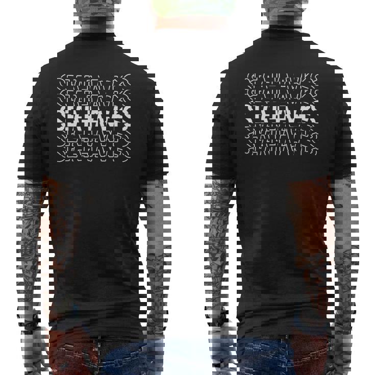 シーホークス 学校 スポーツチーム マスコット タウンゴーカレッジ アスリート メンズTシャツ バックプリント