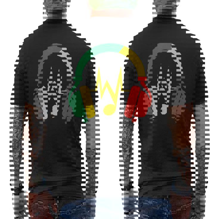 ジャマイカの国旗の色のデザインでレゲエの雰囲気を表現 メンズTシャツ バックプリント