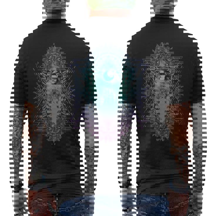 スピリチュアルと密教のマジカルサイケデリックマンダラ メンズTシャツ バックプリント