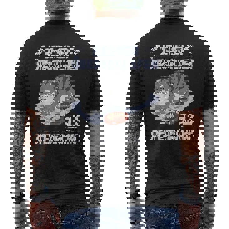 スリープシャツ猫、面白い、ドイツ語で メンズTシャツ バックプリント