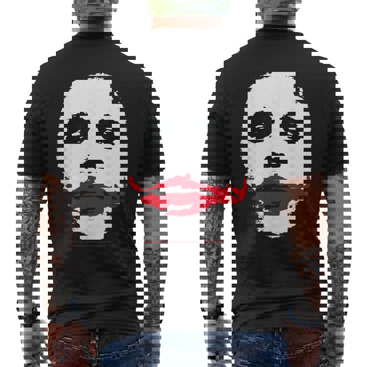 ダークナイトジョーカーの顔 ミニマリスト 象徴的なイメージ メンズTシャツ バックプリント