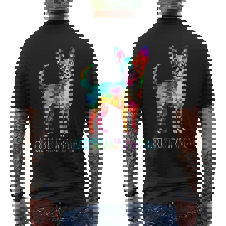 チワワ ママ 水彩画 芸術的 犬 恋人 ティーカップ メンズTシャツ バックプリント