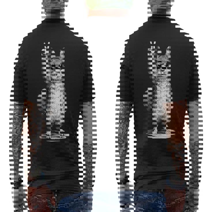 チンチラ ロックミュージック レトロ ヴィンテージ ペット愛好家 メンズTシャツ バックプリント