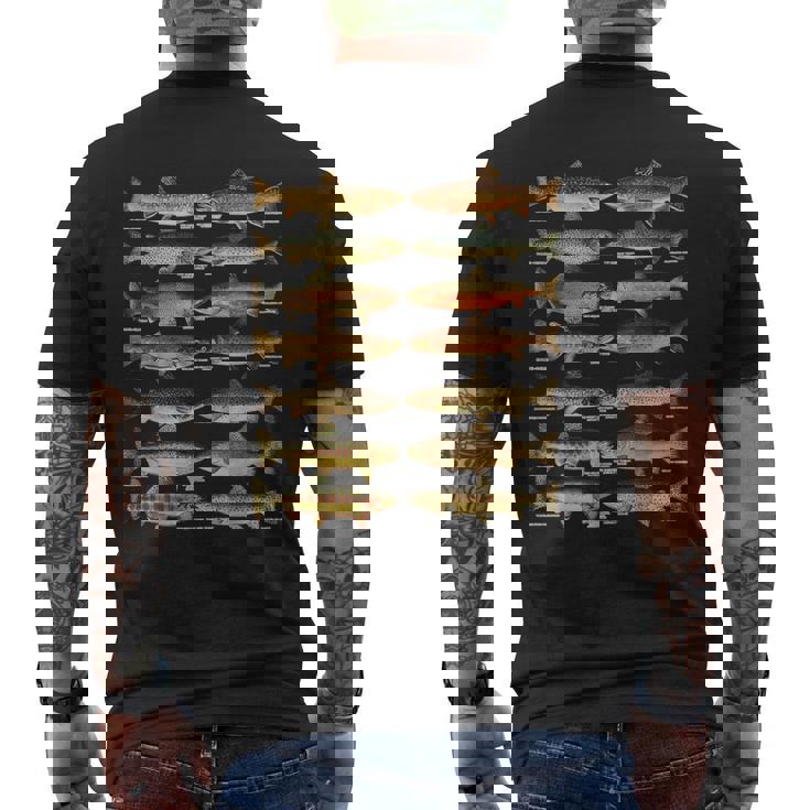 トラウト魚種種釣りギフト メンズTシャツ バックプリント