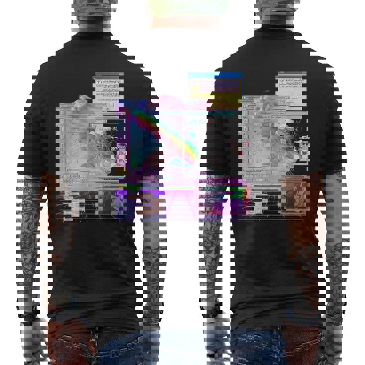 トリッピーサイバー美的ヴェイパーウェイヴインターネットクラシックアート メンズTシャツ バックプリント