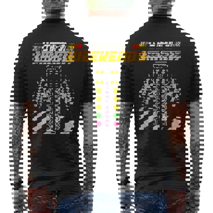 ドラッグレースレーサー 週末はストリップ三昧 メンズTシャツ バックプリント