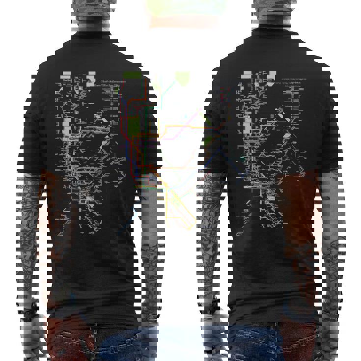 ニューヨーク市メトロマップアート I Heart Ny お土産ギフト 長袖tシャツ メンズTシャツ バックプリント