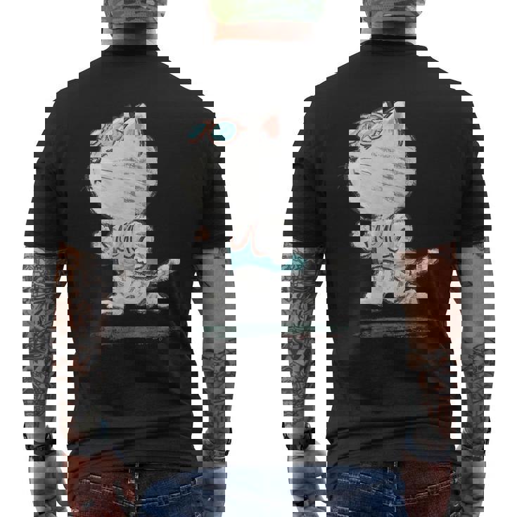 ネコ ねこ ランニング 子猫 ペット おもしろ 動物 ランナー イラスト メンズTシャツ バックプリント