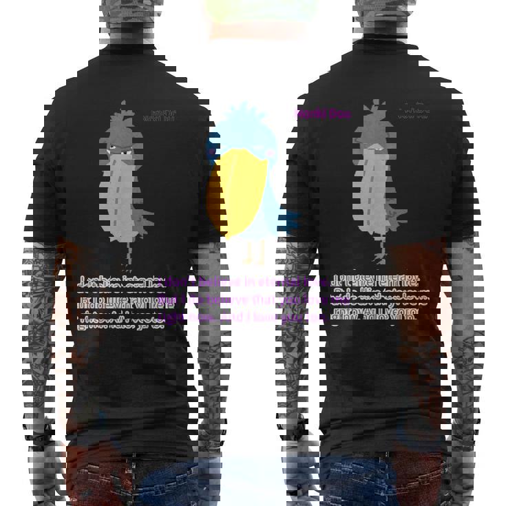 ハシビロコウlove メンズTシャツ バックプリント