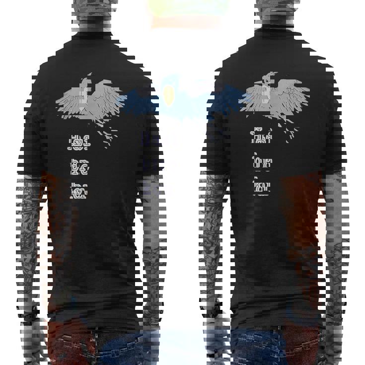 ハシビロコウさん 『いん ざ すかい』どうぶつフレンズ 動物園の生き物 大きな鳥 メンズTシャツ バックプリント