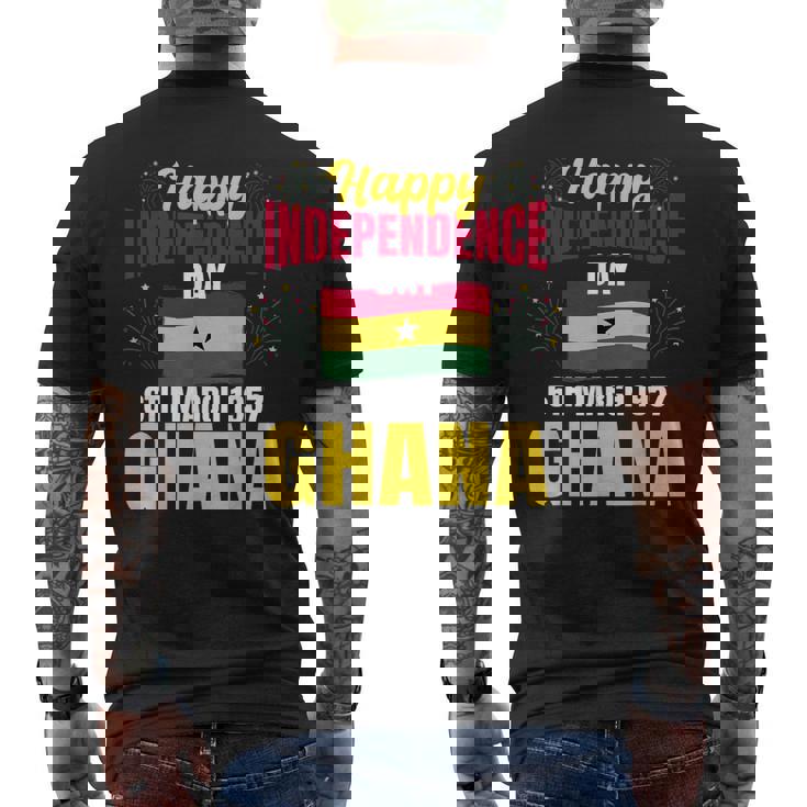 ハッピー独立記念日 ガーナ ガーナの歴史の誇り メンズTシャツ バックプリント