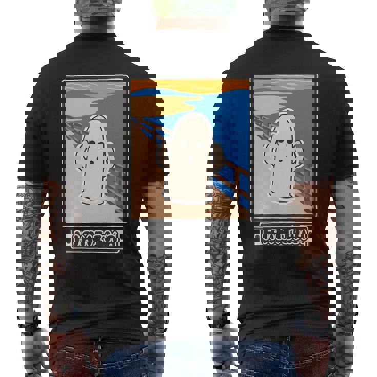 ハニワくん の ムンクの叫び 埴輪【ゆるフレンズ】名画 パロディ 歴史土器 キャラクター かわいい イラスト 面白い 長袖tシャツ メンズTシャツ バックプリント