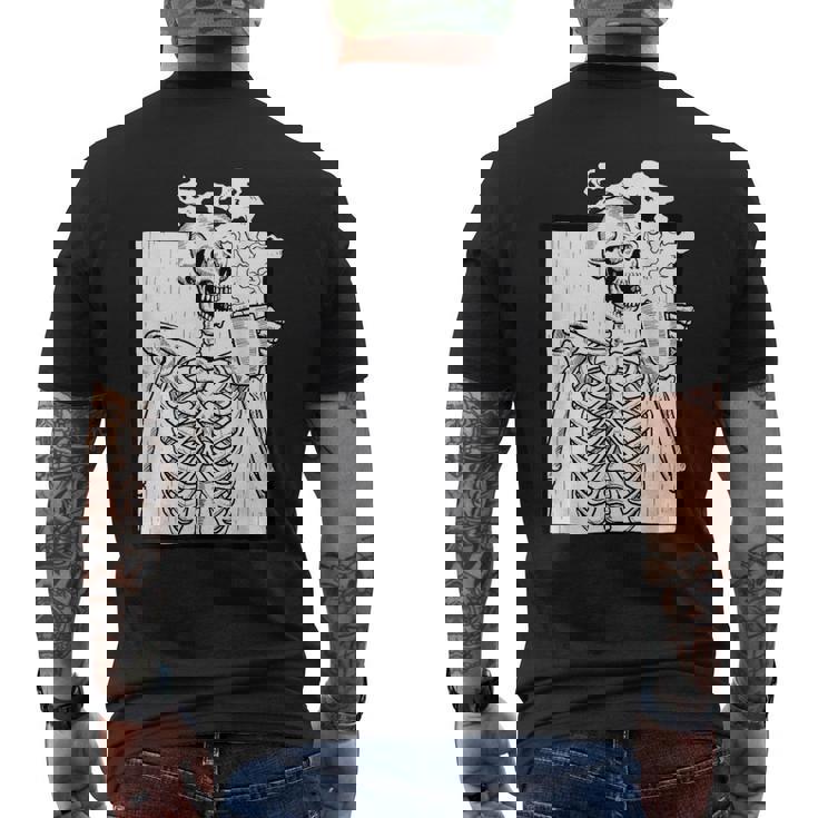 ハロウィーン コーヒー ドリンク スケルトン コーヒースカル メンズTシャツ バックプリント