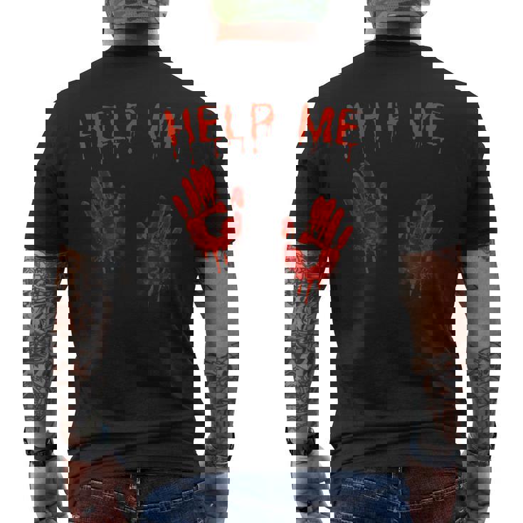 ハロウィーン-血まみれの手血のスプラッターコスチュームゾンビ メンズTシャツ バックプリント