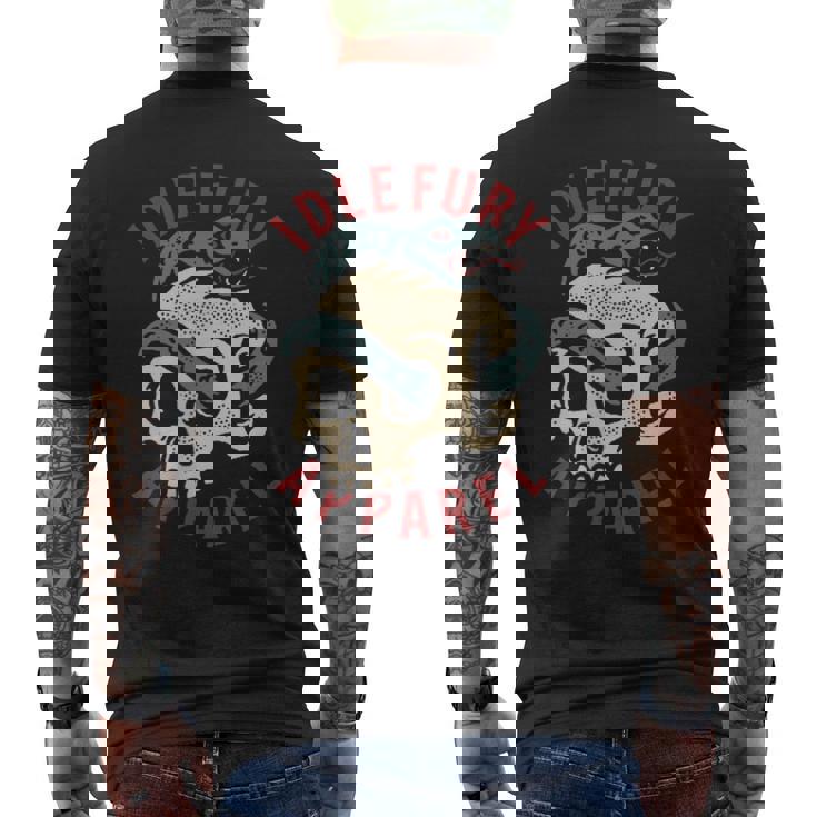 バック プリントを見る Idle Furykull &Nake ビンテージ クラシック スカル ヘビ タトゥー メンズTシャツ バックプリント