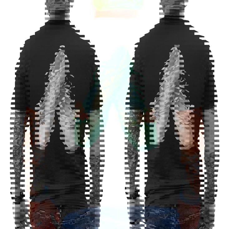 バレリーナガール ミントグリーン ダンス バレエ水彩画 メンズTシャツ バックプリント