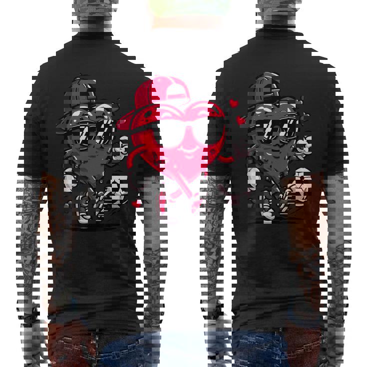 バレンタイン サッカー ハート ドリップ スポーツ 愛 バレンタインデー 男の子 メンズTシャツ バックプリント