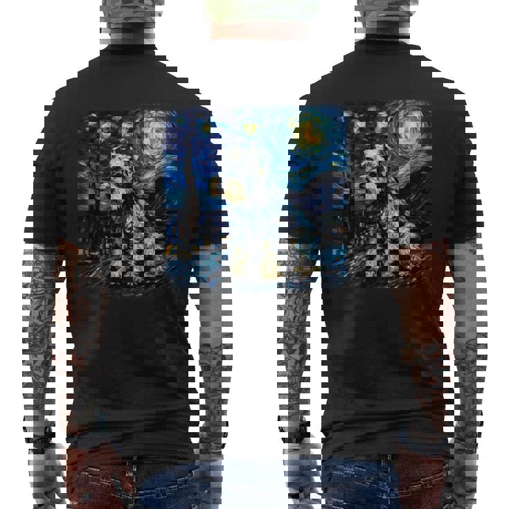 バン・ゴッホ 星月夜ミニチュア・シュナウザー 長袖tシャツ メンズTシャツ バックプリント