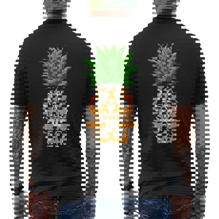 パイナップル コーギー パイナップル シェイプ コーギー愛好家 コーギースオーナーズ メンズTシャツ バックプリント