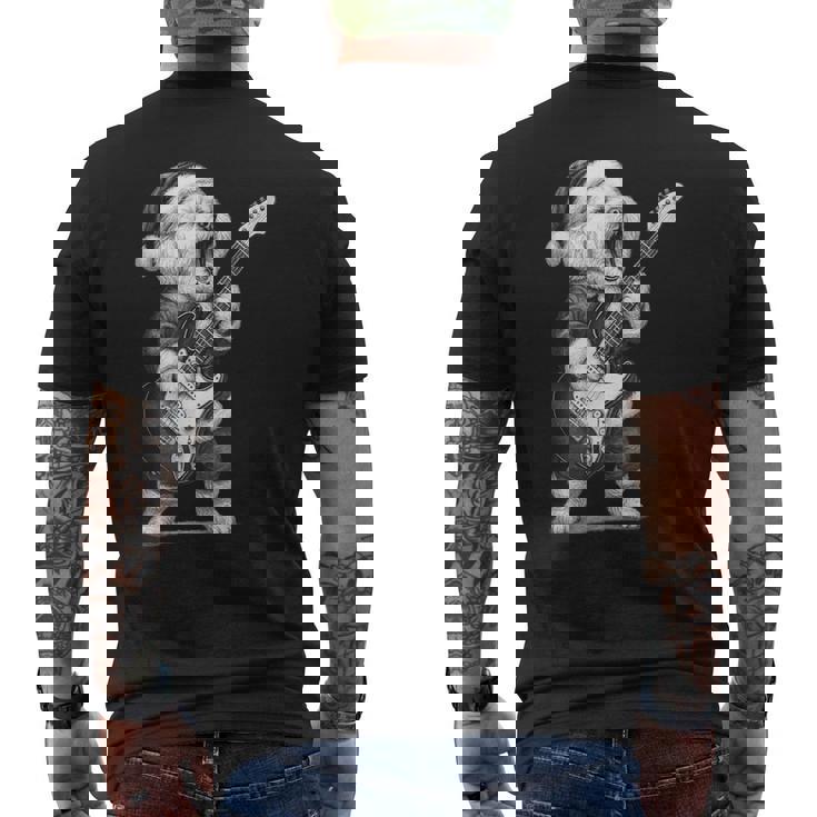 ビション・フリーゼ ギターを弾く クリスマス 犬好き メンズTシャツ バックプリント