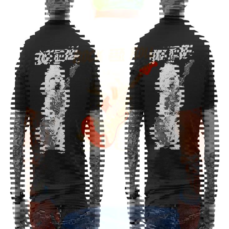 ビション・フリーゼ ギターを弾く ロックンロール 犬好き メンズTシャツ バックプリント