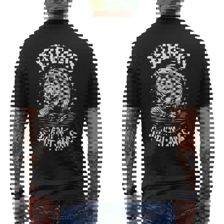ビーバーズ スピリットアニマルズ おもしろビーバー メンズTシャツ バックプリント