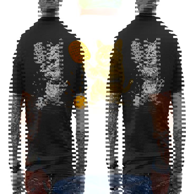 ピックルボール選手 ピックルボールの猫 長袖tシャツ メンズTシャツ バックプリント