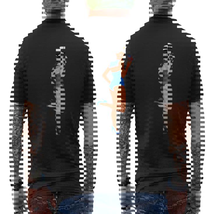 ピンナップガール セーラー アメリカ国旗 メンズTシャツ バックプリント