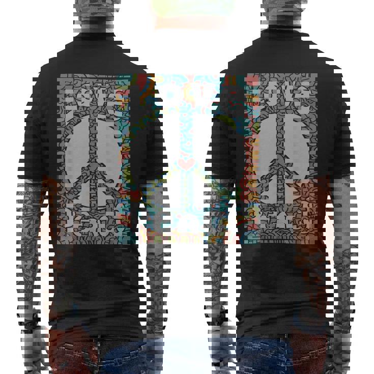 ピースサイン Love 60年代 70年代 タイダイ ヒッピー コスチュームシャツ メンズTシャツ バックプリント