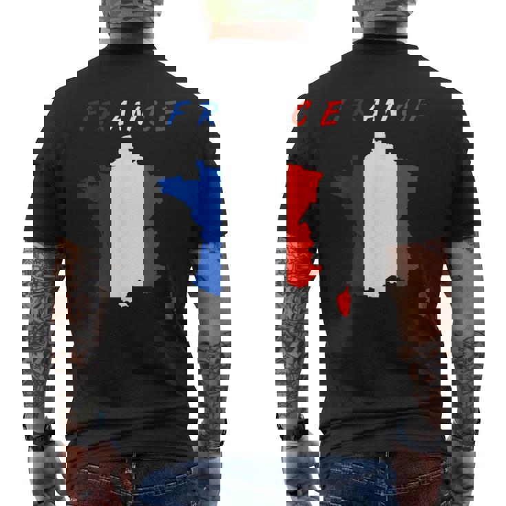 フランスの地図の中のフランス国旗tシャツ メンズTシャツ バックプリント