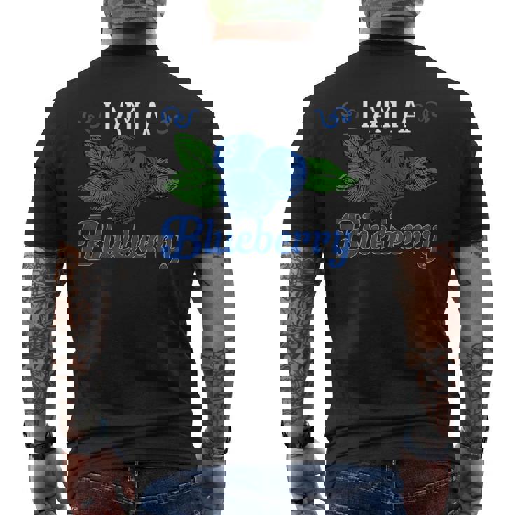 ブルーベリーフルーツ-アイ・アム・ア・ブルーベリー メンズTシャツ バックプリント