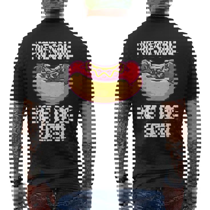 プロフェッショナルホットドッグイーターファニーホットドッグ メンズTシャツ バックプリント