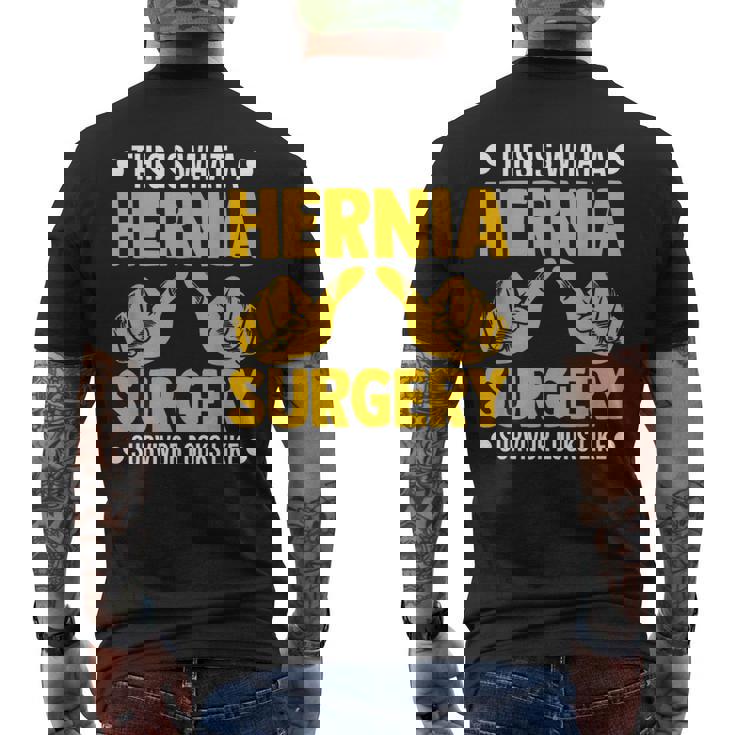 ヘルニア 手術 患者 回復 お見舞い 駄じゃれ メンズTシャツ バックプリント