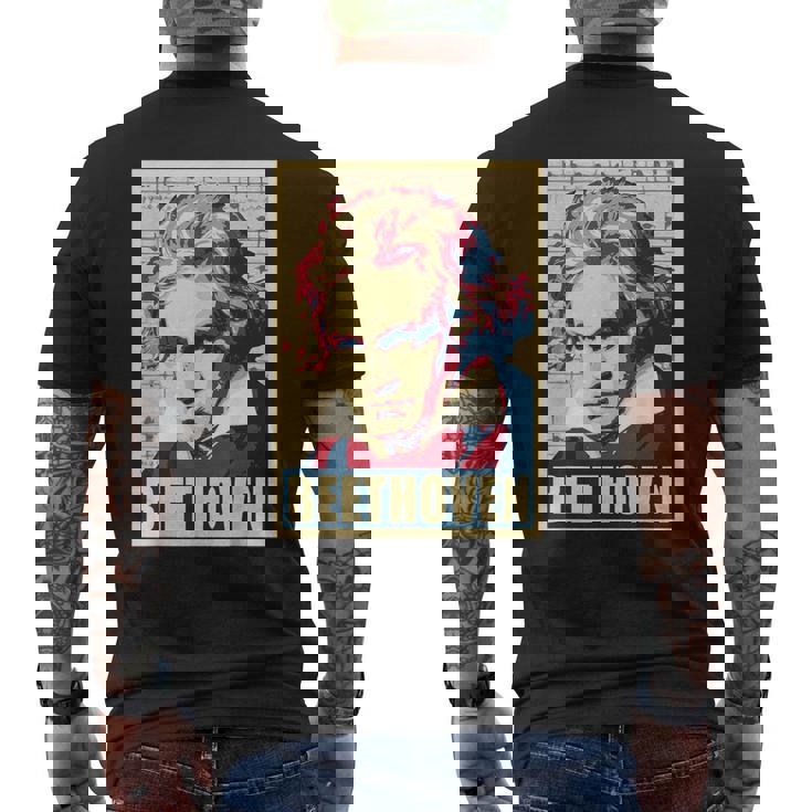 ベートーベン クラシカル音楽作曲家 レトロ メンズTシャツ バックプリント