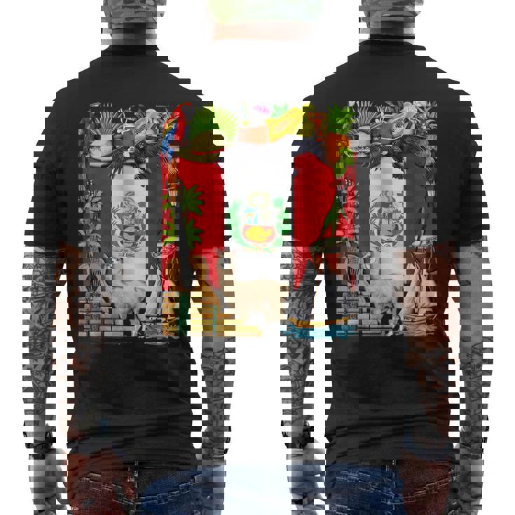 ペルー ペルー国旗 ペルーのルーツ ペルーの遺産 誇り高きペルー人 ペルーの誇り メンズTシャツ バックプリント