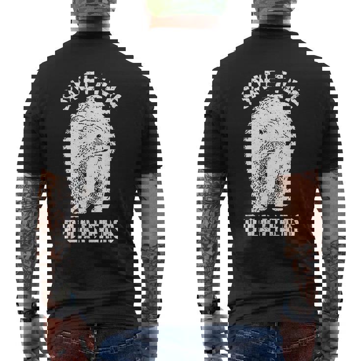 ホッキョクグマを救え 絶滅危惧種の北極動物 メンズTシャツ バックプリント