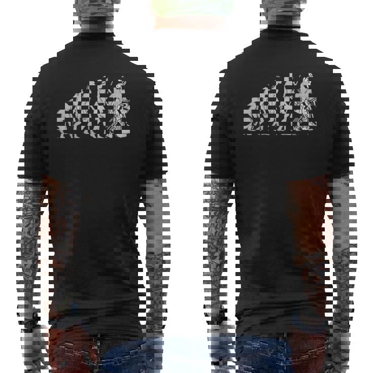 ホッケーゴーリーの進化 面白いアイスホッケー メンズTシャツ バックプリント