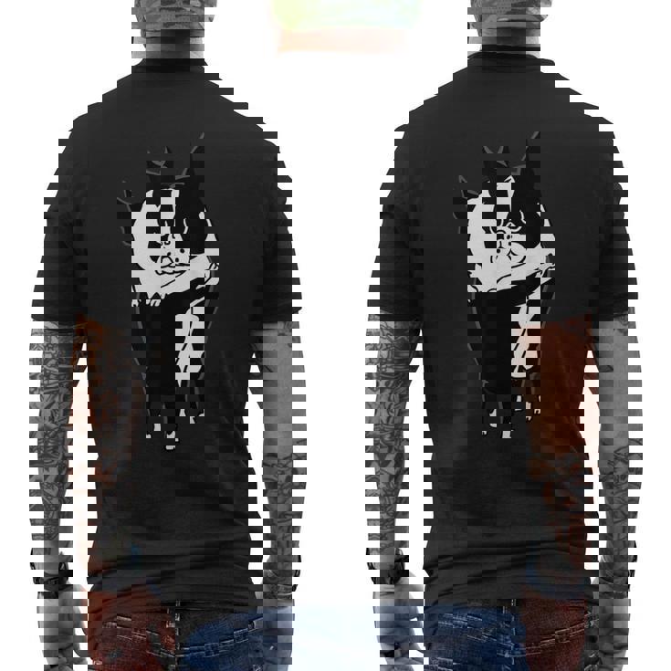 ボストンテリアハグ メンズTシャツ バックプリント