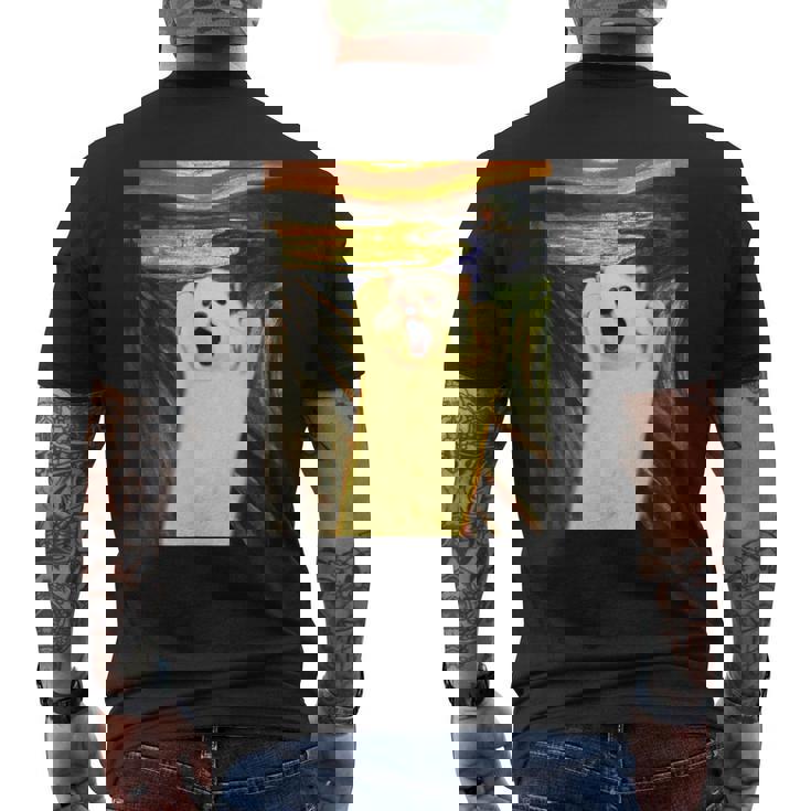 ポメラニアン 面白いtシャツ 犬 ムンクの叫び かわいい メンズ 子供 おもしろ 服 グッズ ネタ わんこ メンズTシャツ バックプリント